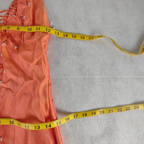 Jessica McClintock Gunne Sax Orange Halter Back, A Line Dress Size 3 Juniors. - Picture 9 of 11